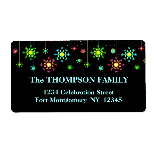 Etiqueta de Endereço de Feriado de Natal com Floco (Frente)