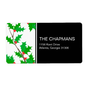 Etiqueta de endereço de feriado Holly Branch