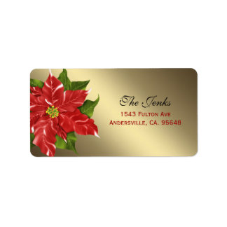 Etiqueta de Endereço de Flor de Inverno Vermelho N