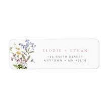 Etiqueta de Endereço de Flor Silvestre Floral Boho