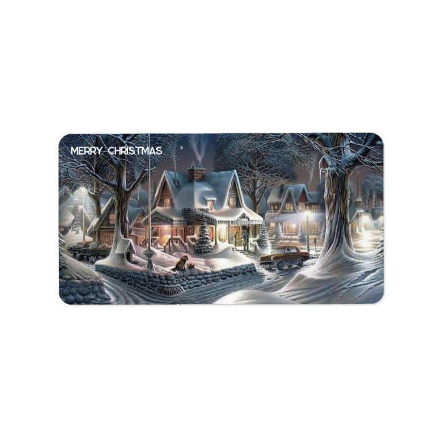 etiqueta de endereço de fundo da neve de Natal (Frente)