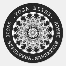 Etiqueta de endereço de Mandala Preto e Branco
