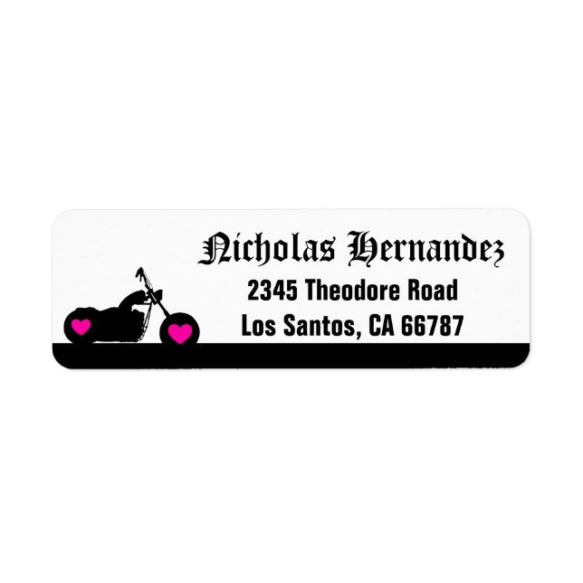 Etiqueta de endereço de moto preto e branco (Frente)