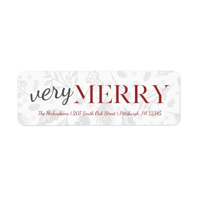 Etiqueta de Endereço de Natal Botânico Vermelho Mu (Frente)
