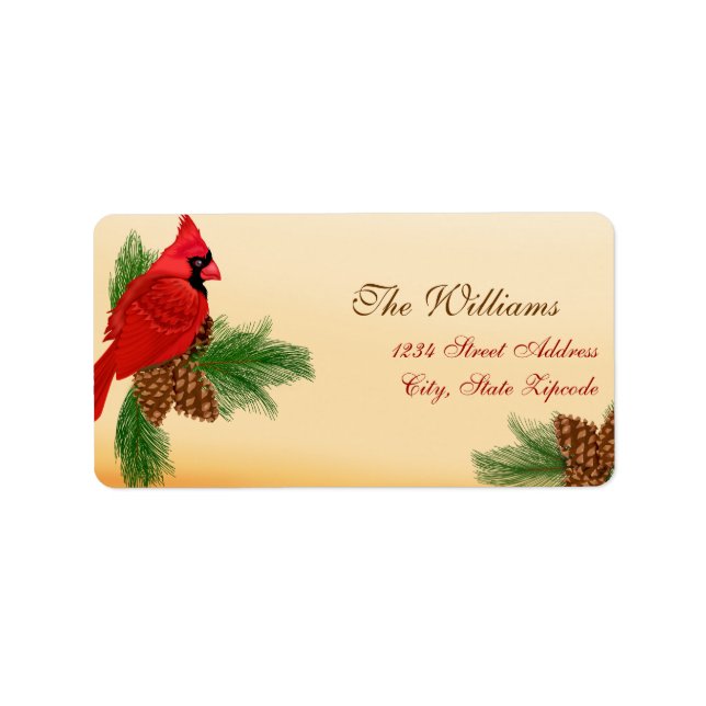 Etiqueta de Endereço de Natal Cardinal Vermelho &  (Frente)