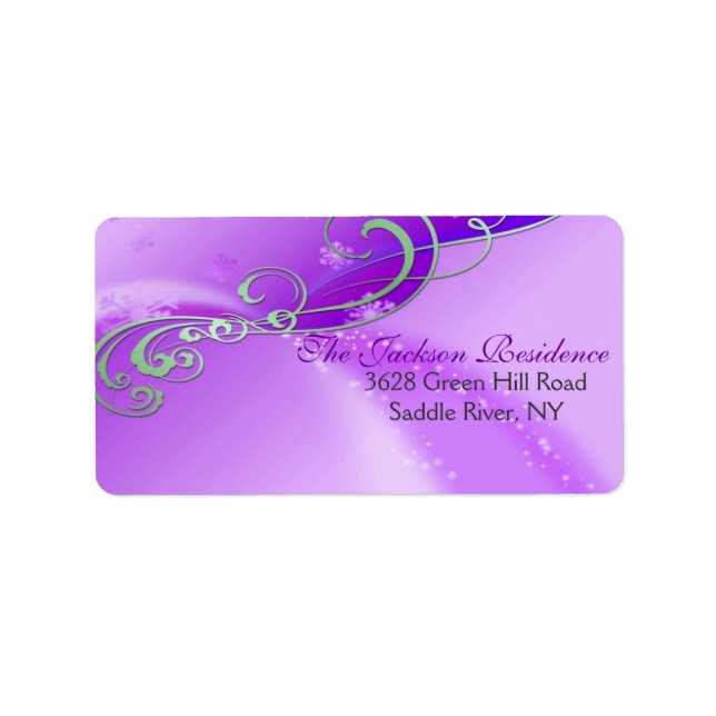 Etiqueta de Endereço de Natal com Redemoinho Roxo  (Frente)