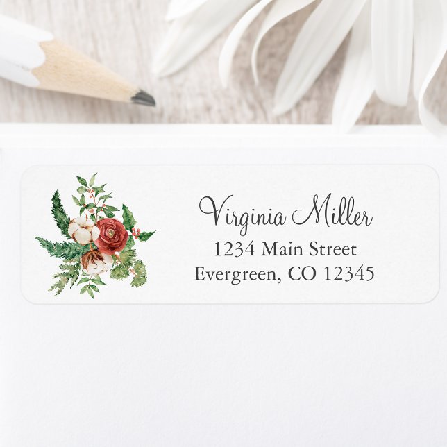 Etiqueta de endereço de Natal de inverno (Winter Holiday Christmas Return Address Label
)