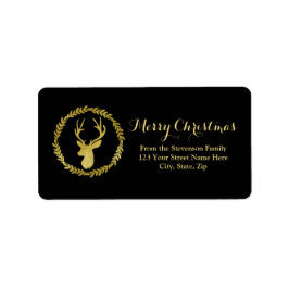 Etiqueta de Endereço de Natal Dourado Preto