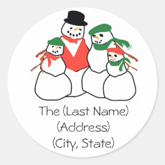 Etiqueta de Endereço de Natal - Família Snowmen