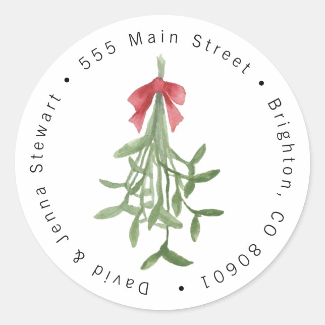 Etiqueta de Endereço de Natal Mistletoe (Frente)