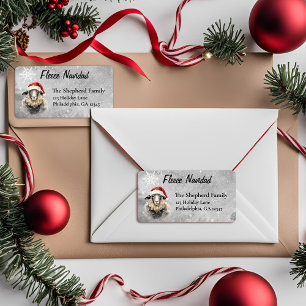 Etiqueta de Endereço de Natal Ovelha Santa Fleece 