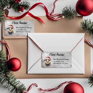 Etiqueta de Endereço de Natal Ovelha Santa Fleece