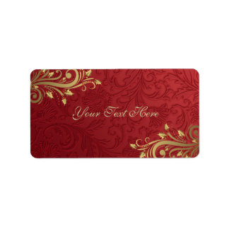 Etiqueta de Endereço de Natal Vermelho/Dourado com