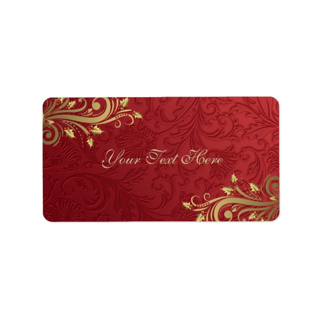 Etiqueta de Endereço de Natal Vermelho/Dourado com (Frente)