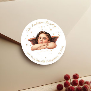 Etiqueta de Endereço de Natal Vintage Anjo