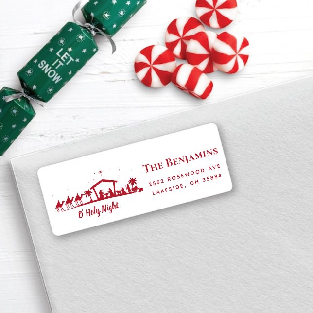 Etiqueta de Endereço de Natividade Natal (Christmas Holiday Nativity Return Address Label)