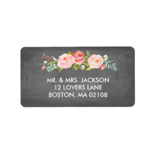 Etiqueta de Endereço de Quadro Negro Floral Jardim