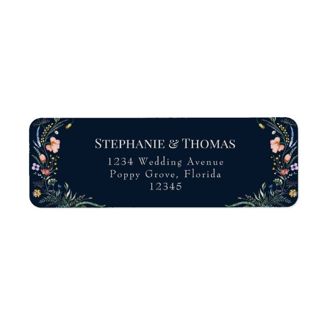 Etiqueta de Endereço de Remetente com Flores Silve (Frente)