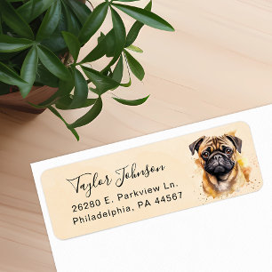 Etiqueta de Endereço de Remetente de Cachorro Pug