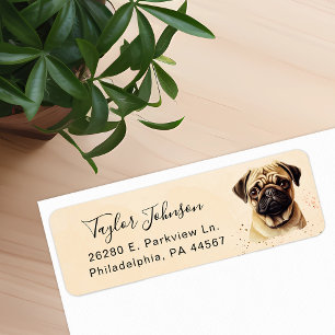Etiqueta de Endereço de Remetente de Cachorro Pug