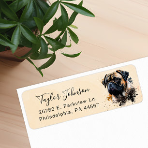 Etiqueta de Endereço de Remetente de Cachorro Pug