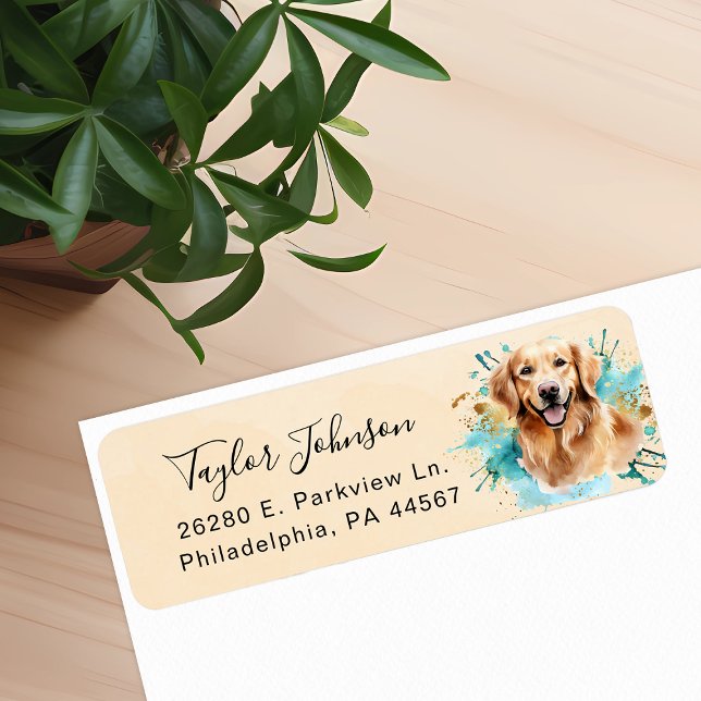 Etiqueta de Endereço de Remetente de Cachorro Retr (Criador carregado)