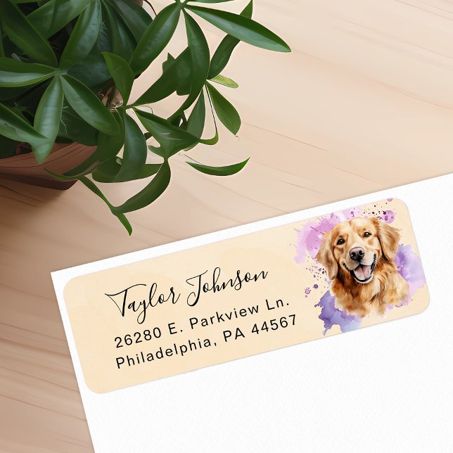 Etiqueta de Endereço de Remetente de Cachorro Retr (Criador carregado)