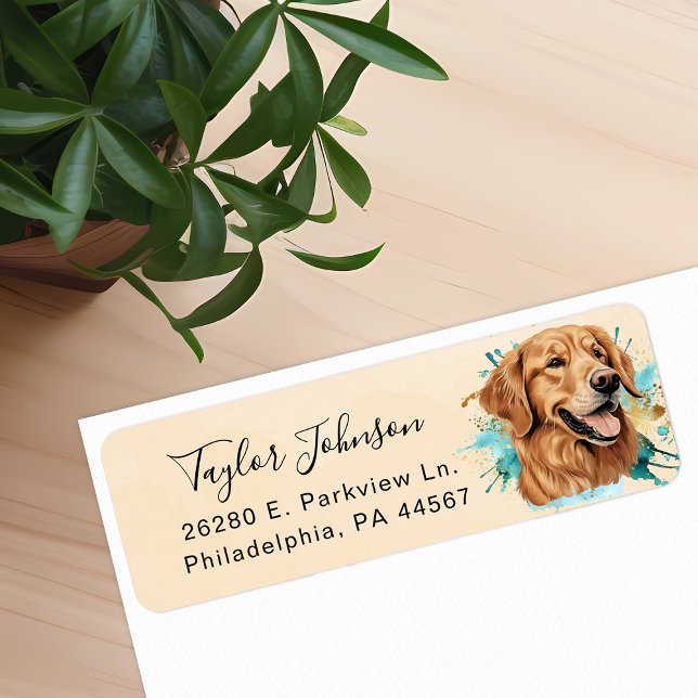 Etiqueta de Endereço de Remetente de Golden Retrie (Criador carregado)