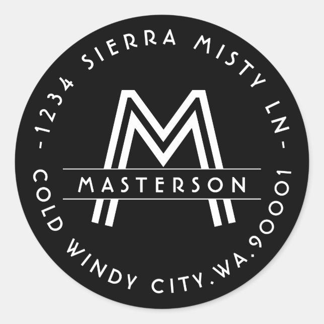 Etiqueta de Endereço de Retorno a Preto e Branco (Frente)