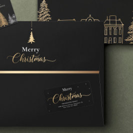 Etiqueta de Endereço de Retorno Caligrafia Natal I
