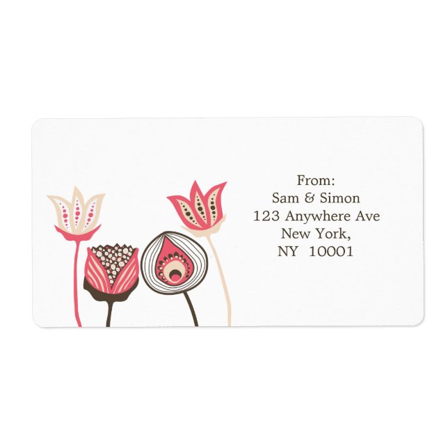 Etiqueta de Endereço de Retorno das Flores Funky H (Frente)