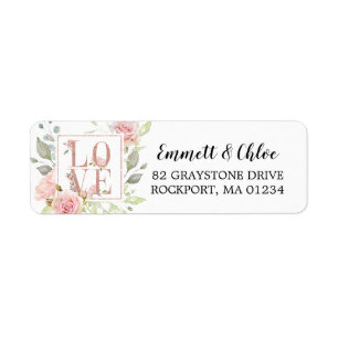 Etiqueta de Endereço de Retorno de Amor Floral Ros