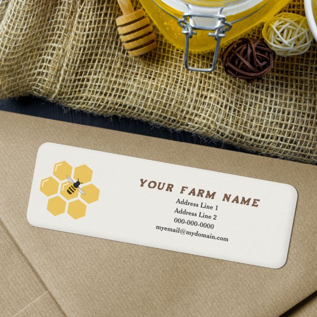 Etiqueta de Endereço de Retorno de Bee Honeycomb (Bee and Honeycomb Return Address Label)