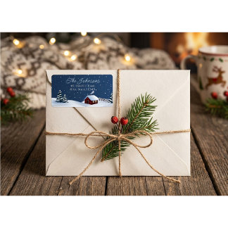 Etiqueta de Endereço de Retorno de Cabana de Natal