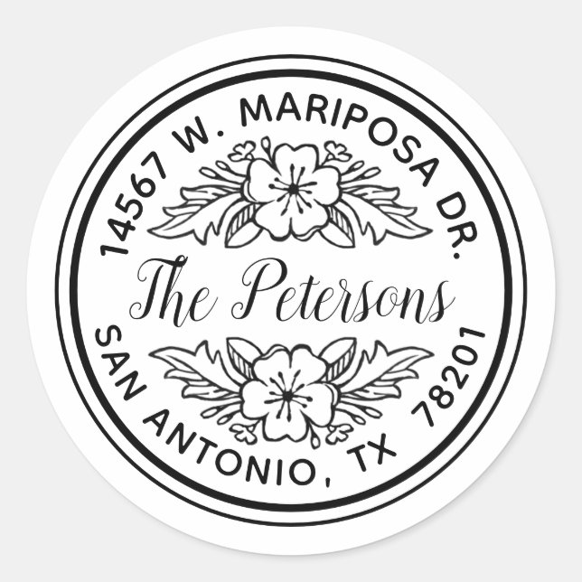 Etiqueta de Endereço de Retorno de Caligrafia Flor (Frente)