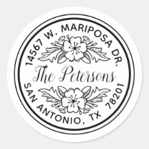 Etiqueta de Endereço de Retorno de Caligrafia Flor