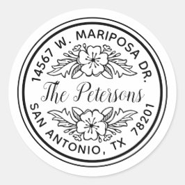 Etiqueta de Endereço de Retorno de Caligrafia Flor