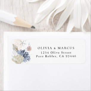 Etiqueta de Endereço de Retorno de Casamento Azul