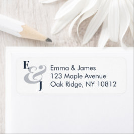 Etiqueta de Endereço de Retorno de Casamento Azul-