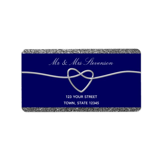 Etiqueta de Endereço de Retorno de Casamento Azul (Frente)