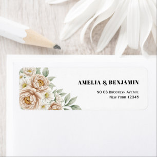 Etiqueta de Endereço de Retorno de Casamento Flora