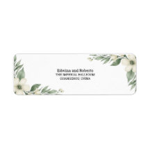 Etiqueta de Endereço de Retorno de Casamento Flora