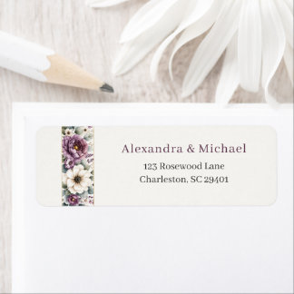 Etiqueta de Endereço de Retorno de Casamento Flora