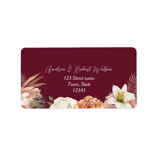 Etiqueta de Endereço de Retorno de Casamento Flora (Frente)