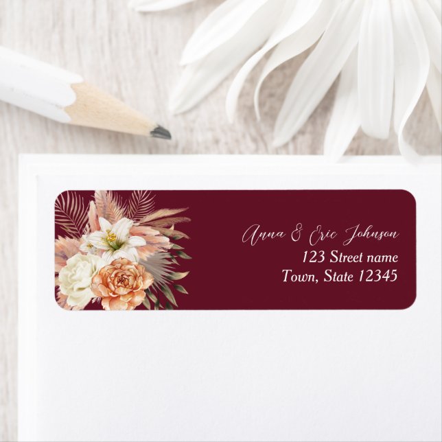 Etiqueta de Endereço de Retorno de Casamento Flora (Insitu)