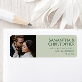 Etiqueta de Endereço de Retorno de Casamento Verde