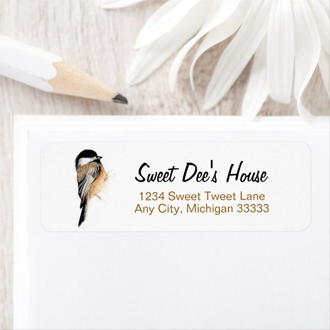 Etiqueta de Endereço de Retorno de Chickadee (Chickadee Return Address Label from Jenn's Emporium. )