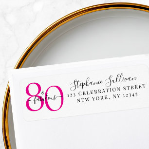 Etiqueta de Endereço de Retorno de Festa de 80 Ano