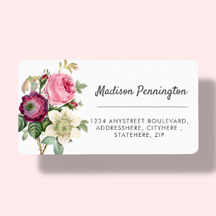 Etiqueta de Endereço de Retorno de Flor Magenta bo