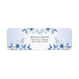 Etiqueta de Endereço de Retorno de Flores Azuis Bo